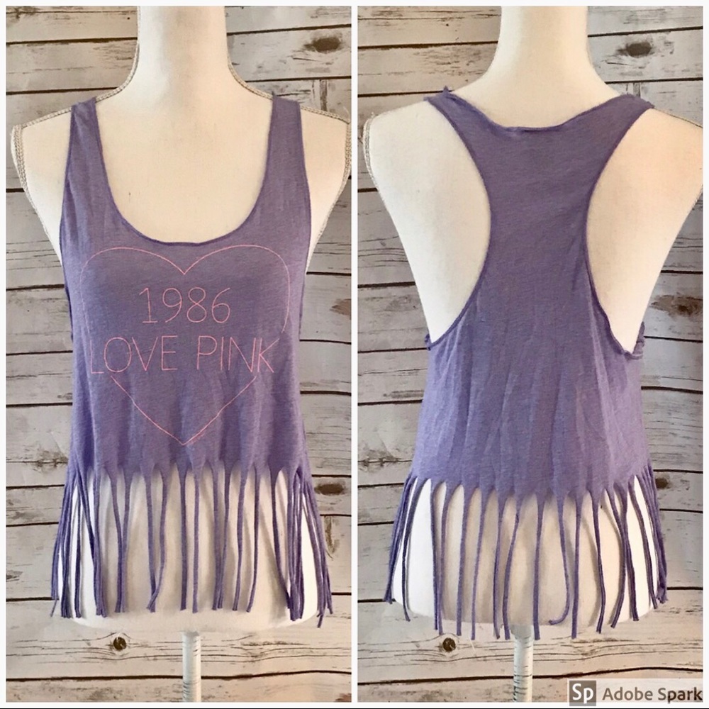 💚PINK Victoria's Secret Retro Fringe Crop Top